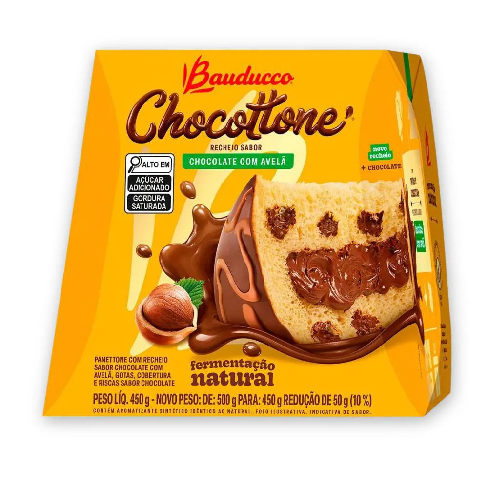 Chocotone Bauducco Panetone Recheado Chocolate e Avelã 450g